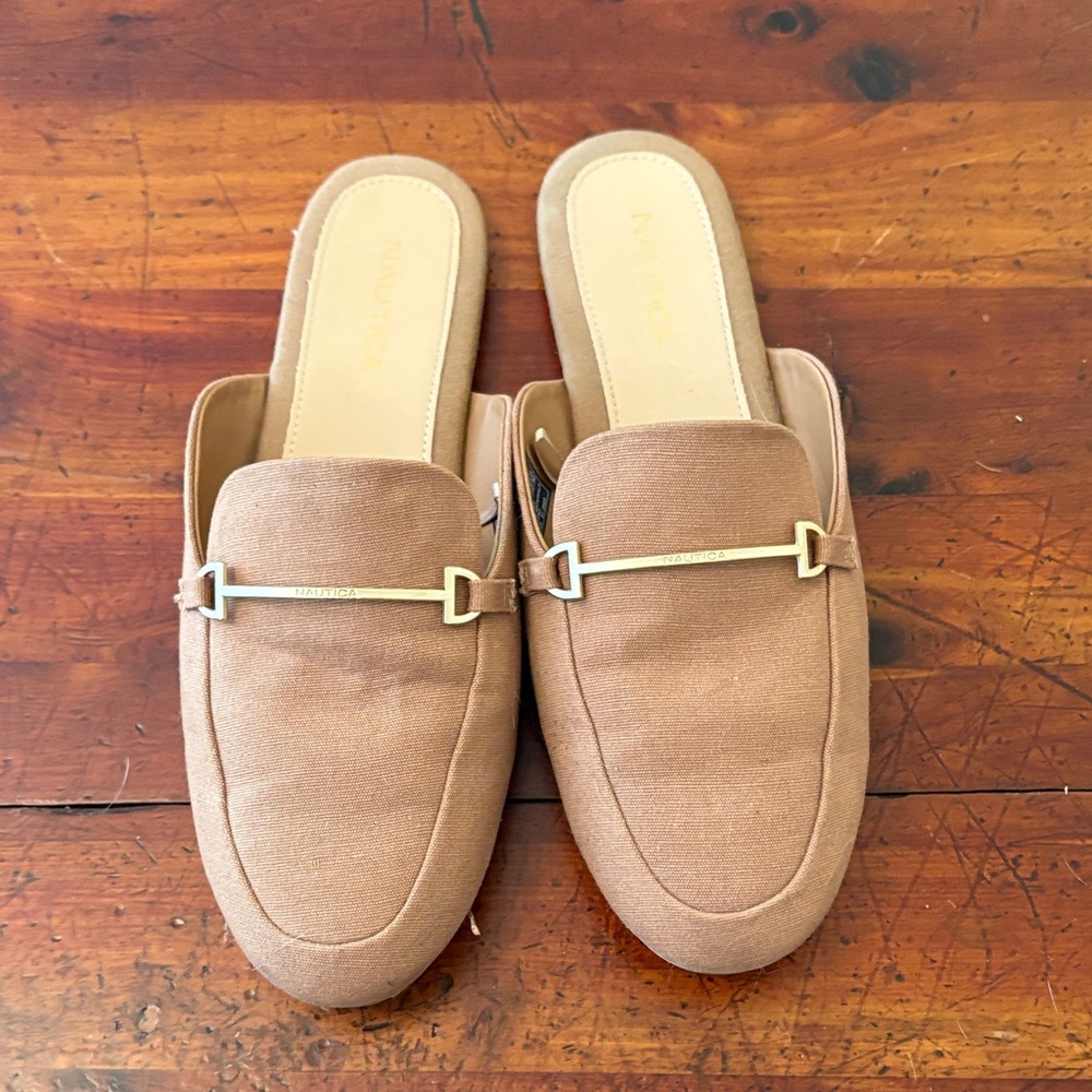 Nautica Tan Women's Loafers with Gold Detail
